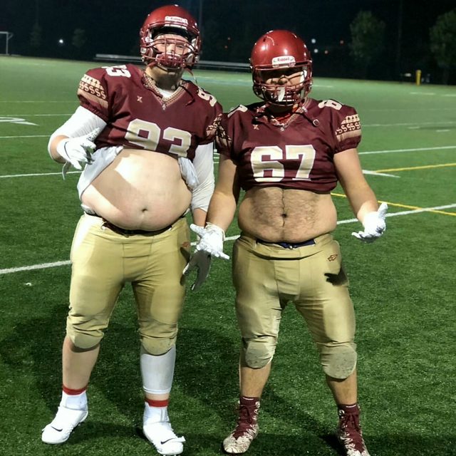 Football Players Exposed Bellies